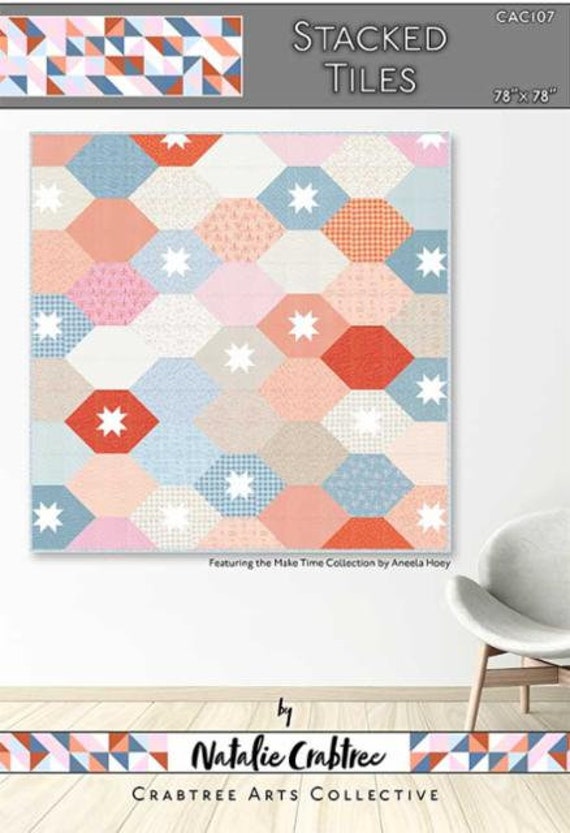Stacked Tiles Quilt PAPER Pattern (Finished Size 78" x 78") by Natalie Crabtree