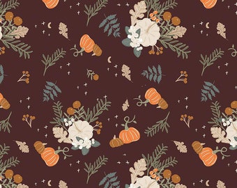 Especias de calabaza - Incrementos de 1/2 yarda, corte continuo (C14990 Espresso principal) de Simple Simon & Company para Riley Blake