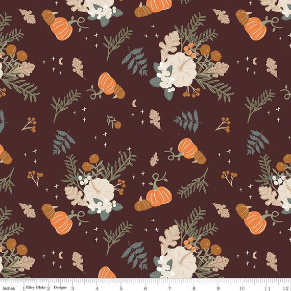 Pumpkin Spice - 1/2 Yard Increments, Cut Continuously (C14990 Main Espresso) by Simple Simon & Company for Riley Blake