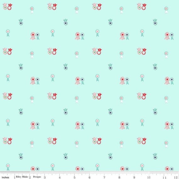 Quilt Fair - End of Bolt 25" (C11355 - Aqua Ribbons) by Tasha Noel for Riley Blake Designs