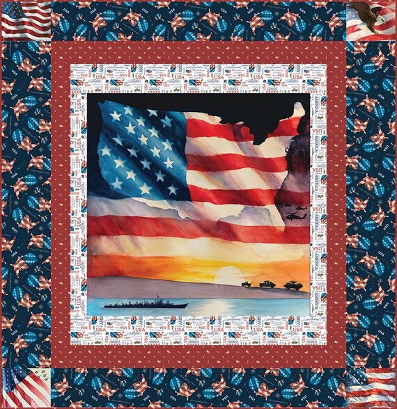 Letters From Home Boxed Panel Quilt Kit (KT-15610 Finished Size 60.5" x 62.5”) Riley Blake Designs