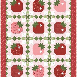 Strawberry Basket Quilt PAPER Pattern - Finished Size 60&quot; x 77” - by Jennifer Long of Sew a Story
