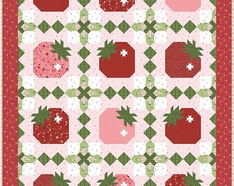 Strawberry Basket Quilt PAPER Pattern - Finished Size 60&quot; x 77” - by Jennifer Long of Sew a Story