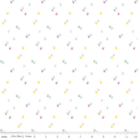 Seasonal Basics - 1/2 Yard Increments, Cut Continuously (C656 Bunnies White) by Christopher Thompson for Riley Blake Designs