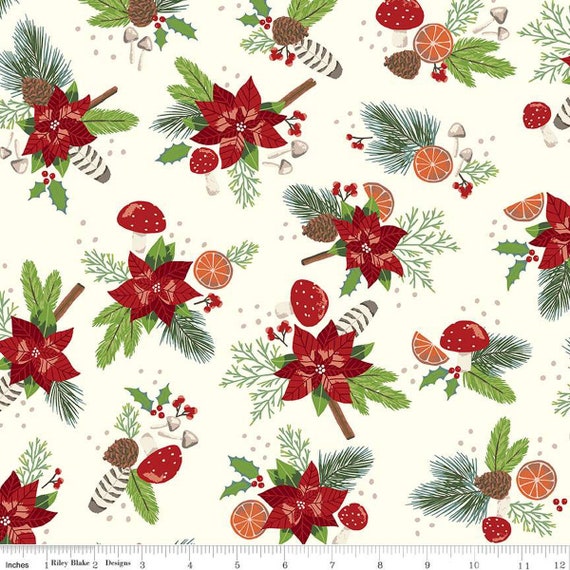 Yuletide Forest- 1/2 Yard Increments, Cut Continuously (C13540 Main Cream) by Katherine Lenius for Riley Blake Designs