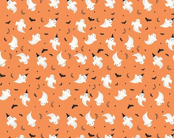 Frank and Friends - 1/2 Yard Increments, Cut Continuously (C17475 Ghosts Orange) by My Minds Eye for Riley Blake Designs