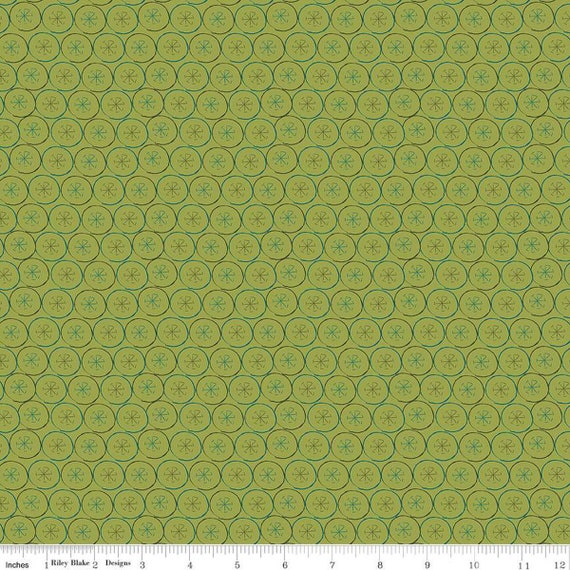 Arrival of Winter- 1/2 Yard Increments, Cut Continuously (C13525 Flakes Green) by Sandy Gervais for Riley Blake Designs