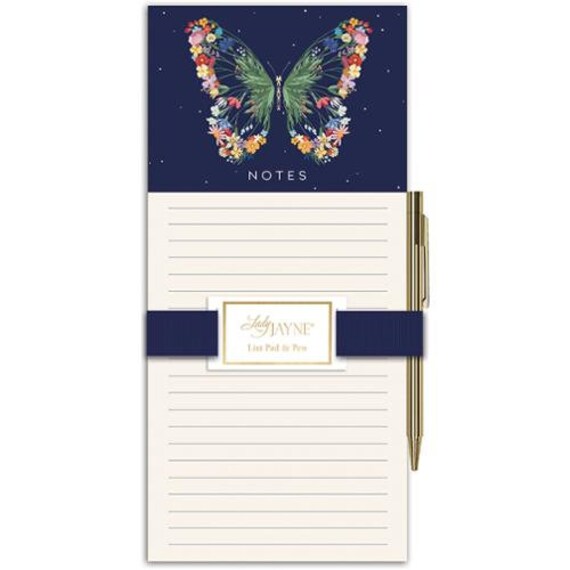 Magnetic Wide Butterfly List Pad with Pen by Lady Jayne for Moda Fabrics-