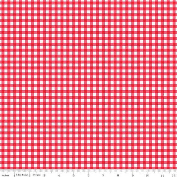 Picnic Florals-1/2 Yard Increments, Cut Continuously (C14614 Gingham Red) by My Mind's Eye for Riley Blake Designs