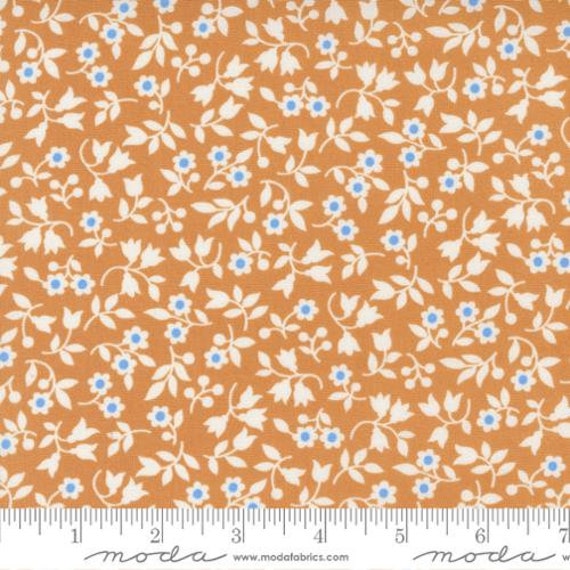 Fruit Cocktail-1/2 Yard Increments, Cut Continuously (20465-17 Tangerine Berry Blooms Ditsy) by Fig Tree Co for Moda