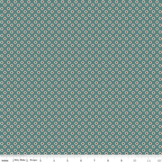 Wild Rose-1/2 Yard Increments, Cut Continuously (C14047 Tiny Flowers Teal) by Riley Blake Designers