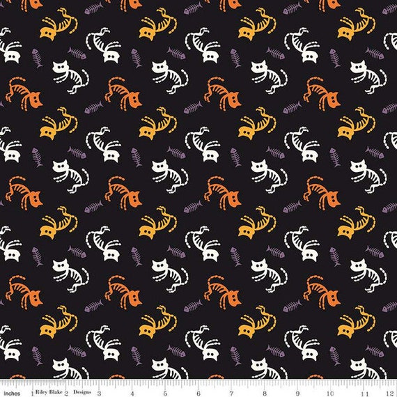 Beggar's Night - 1/2 Yard Increments, Cut Continuously (C14501 Cats Black) by Sandy Gervais for Riley Blake Designs