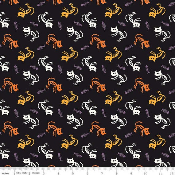 Beggar's Night - 1/2 Yard Increments, Cut Continuously (C14501 Cats Black) by Sandy Gervais for Riley Blake Designs