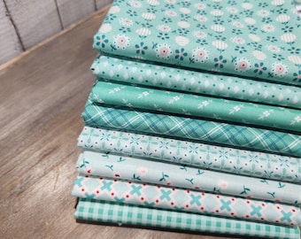 Berry & Sage - 1/2 Yard Bundle (8 Sage/Leaf/Alpine Fabrics) by Lori Holt for Riley Blake Designs