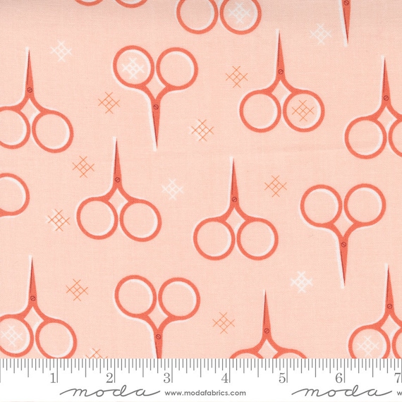 Make Time - Fat Quarter (24571-12 Blush Scissors) by Aneela Hoey for Moda