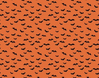 Sophisticated Halloween-1/2 Yard Increments, Cut Continuously (C14625 Bats Orange) by My Minds Eye for Riley Blake Designs