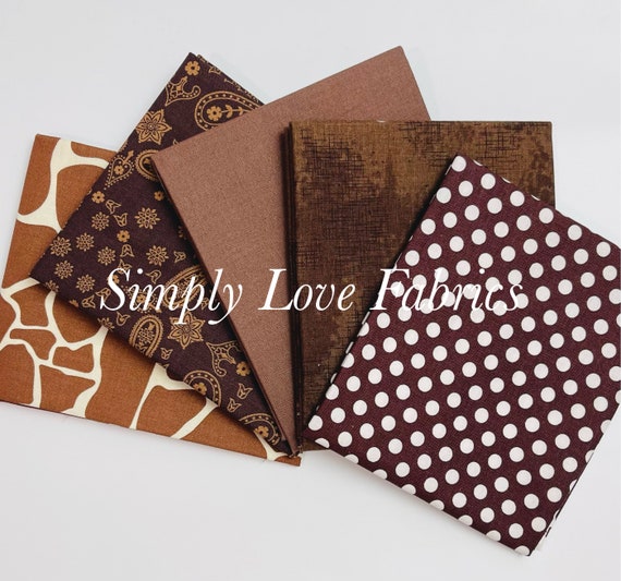 Fall Basics Fat Quarter Bundle- 5 Brown Fabrics- Riley Blake Designs