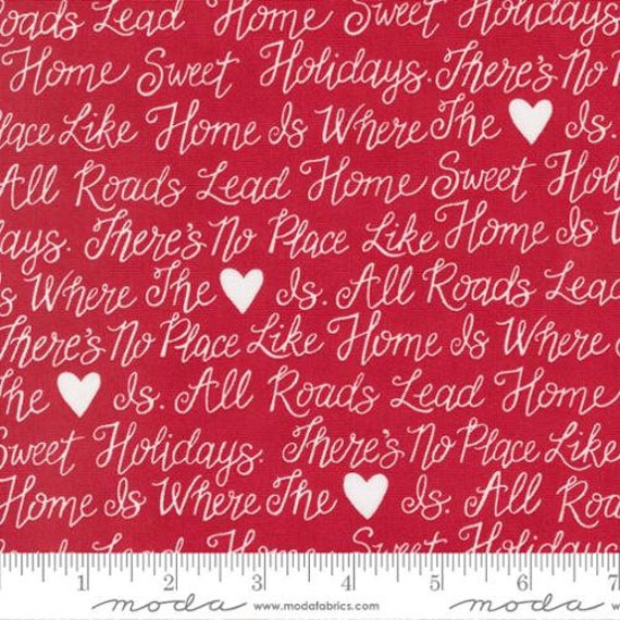 Holidays At Home-1/2 Yard Increments, Cut Continuously (56072-25 Holiday Text Berry Red) by Deb Strain for Moda