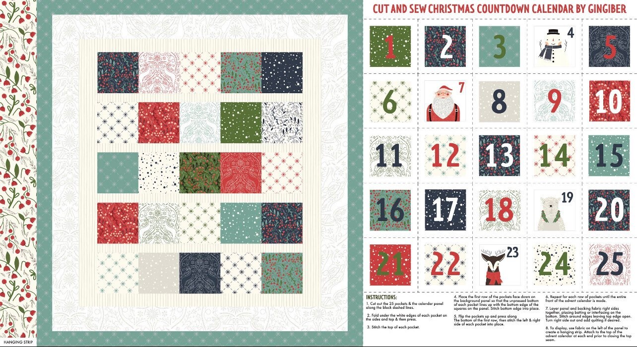Merrymaking Countdown Calendar PANEL 4834211M by Gingiber for Moda