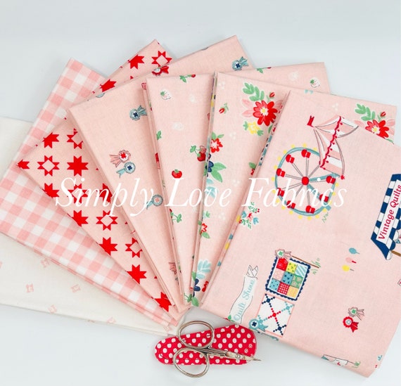Quilt Fair- Fat Quarter Bundle (7 Pink Fabrics) by Tasha Noel for Riley Blake Designs