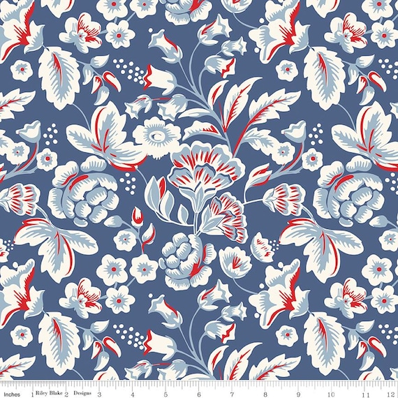 Freedom Garden - 1/2 Yard Increments, Cut Continuously (C15620 Main Cornflower) by My Mind's Eye for Riley Blake Designs