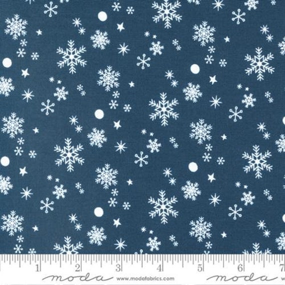 Hello Holidays - 1/2 Yard Increments, Cut Continuously (35374-15 Snowflakes Night Sky) by Abi Hall for Moda
