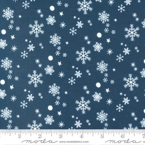 Hello Holidays - 1/2 Yard Increments, Cut Continuously (35374-15 Snowflakes Night Sky) by Abi Hall for Moda