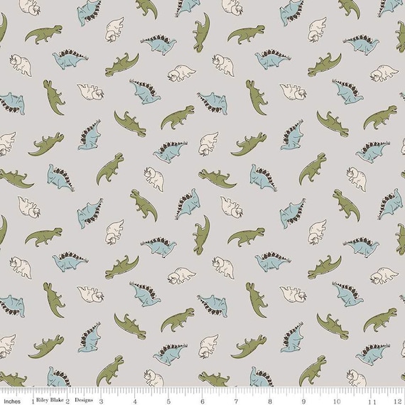 Roar- 1/2 Yard Increments, Cut Continuously (C12462 Gray Mini Dinos) by Citrus and Mint Designs for Riley Blake Designs