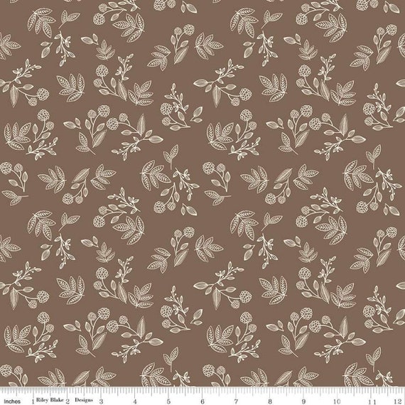 Shades of Autumn- 1/2 Yard Increments, Cut Continuously (C13474 Sprigs Brown) by My Mind's Eye for Riley Blake Designs