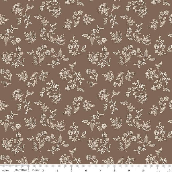 Shades of Autumn- 1/2 Yard Increments, Cut Continuously (C13474 Sprigs Brown) by My Mind's Eye for Riley Blake Designs