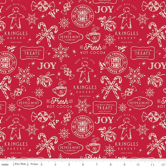 Merry Little Christmas-1/2 Yard Increments, Cut Continuously (C14841 Treats Red) by My Mind's Eye for Riley Blake Designs