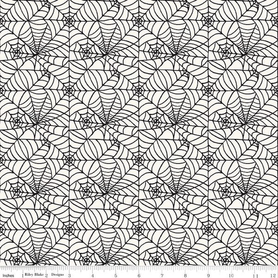 Sophisticated Halloween-1/2 Yard Increments, Cut Continuously (C14622 Spiderweb Cream) by My Minds Eye for Riley Blake Designs