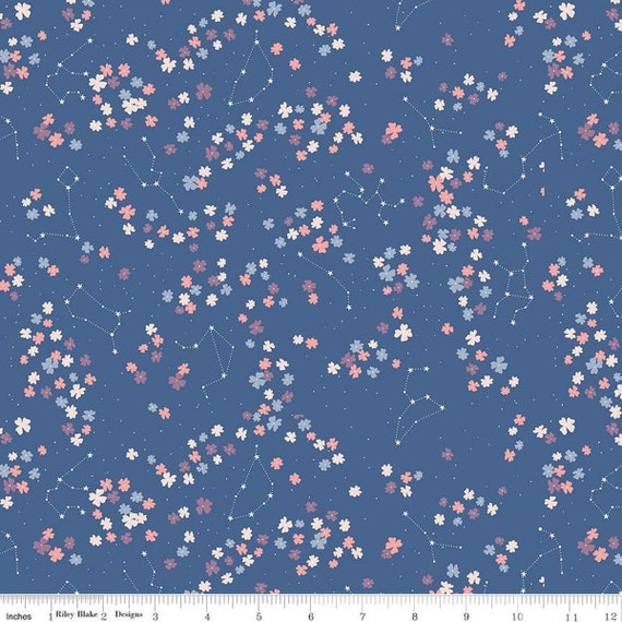 Moonchild-1/2 Yard Increments, Cut Continuously (C13823 Constellations Denim) by Fran Gulick for Riley Blake Designs