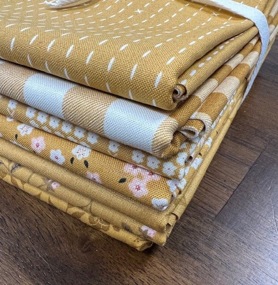 Evermore-Half Yard Bundle (7 Gold Fabrics) by Sweetfire Road for Moda