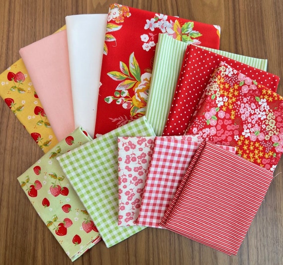 Strawberry Basket Quilt Kit (using Picnic Florals) with PAPER Pattern - Finished Size 60" x 77” - by Jennifer Long of Sew a Story