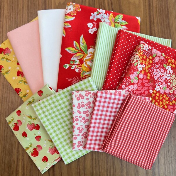 Strawberry Basket Quilt Kit (using Picnic Florals) with PAPER Pattern - Finished Size 60" x 77” - by Jennifer Long of Sew a Story