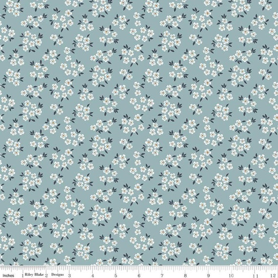 Little Swan-1/2 Yard Increments, Cut Continuously (C13742 Ditsy Floral Cornflower) by Little Forest Atelier for Riley Blake Designs