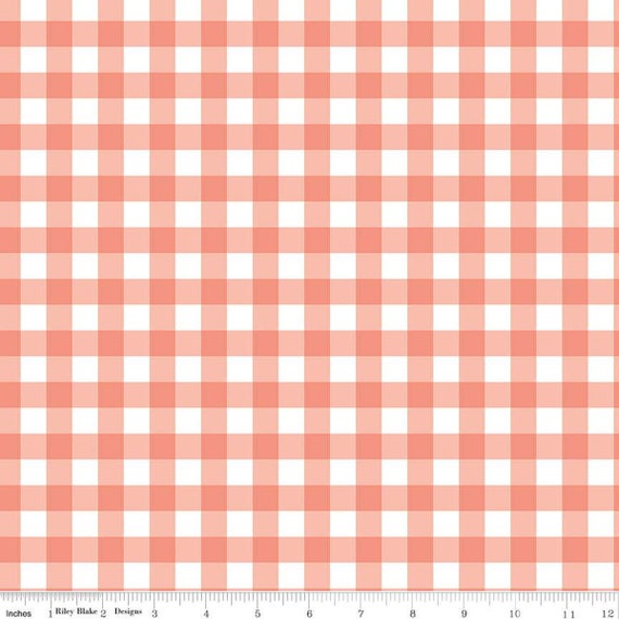 It's a Girl - 1/2 Yard Increments, Cut Continuously (C13323 Gingham Coral) by Echo Park Paper Co. for Riley Blake Designs