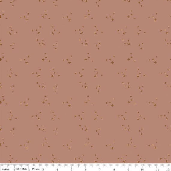 Blush 'n Butterscotch-1/2 Yard Increments, Cut Continuously (C15596 Cross Sparkles Dusty Rose) Simple Simon & Company for Riley Blake