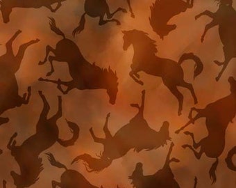 Wild Horses - 1/2 Yard Increments, Cut Continuously (29773-A Horse Silhouettes) by Carol Cavalaris for QT Fabrics