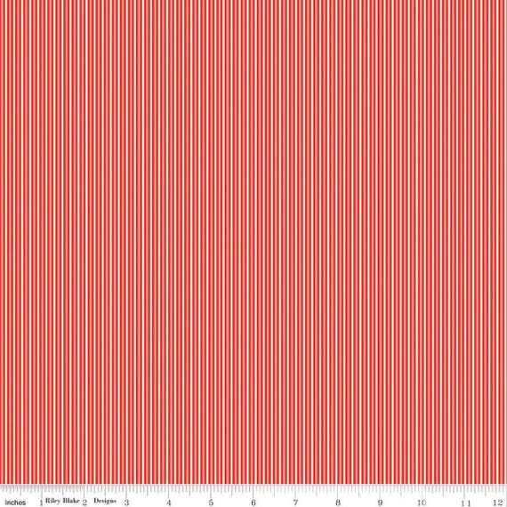 Picnic Florals-1/2 Yard Increments, Cut Continuously (C14616 Stripes Red) by My Mind's Eye for Riley Blake Designs