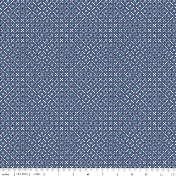 Bee Plaids- 1/2 Yard Increments, Cut Continuously (C12028 Barn Dance Denim) by Lori Holt for Riley Blake Designs