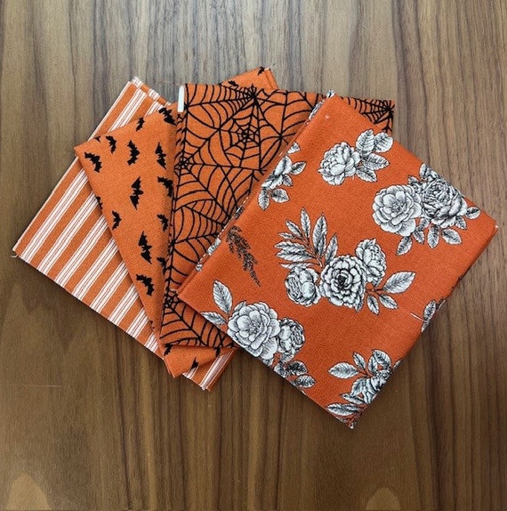 Sophisticated Halloween - Fat Quarter Bundle (4 Orange Fabrics) by My Minds Eye for Riley Blake Designs