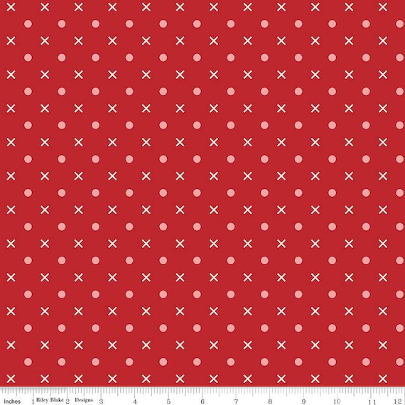 Bee Dots Wide Back -1/2 Yard Increments, Cut Continuously (WB14183 School House Red) by Lori Holt for Riley Blake Designs