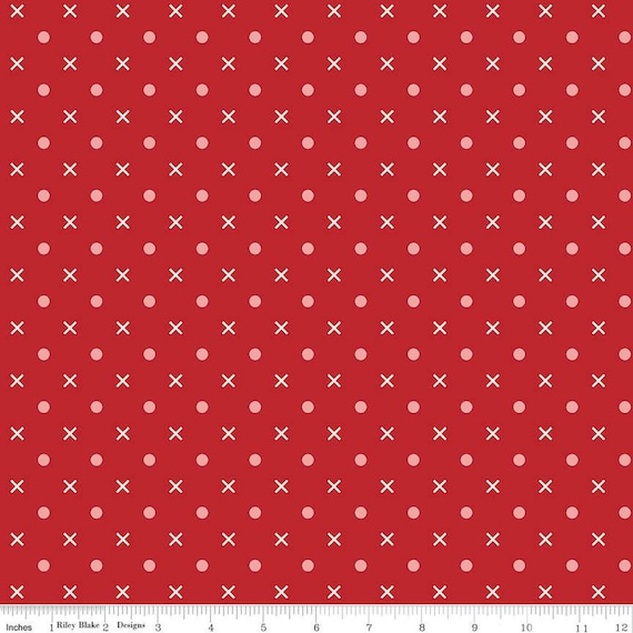 Bee Dots Wide Back - 1/2 Yard Increments, Cut Continuously (WB14183 School House Red) by Lori Holt for Riley Blake Designs