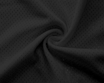 Pro Mesh Jersey Fabric - 1/2 Yard Increments, Cut Continuously (Black) Jersey Mesh, Sports Mesh, Heavy Athletic Mesh