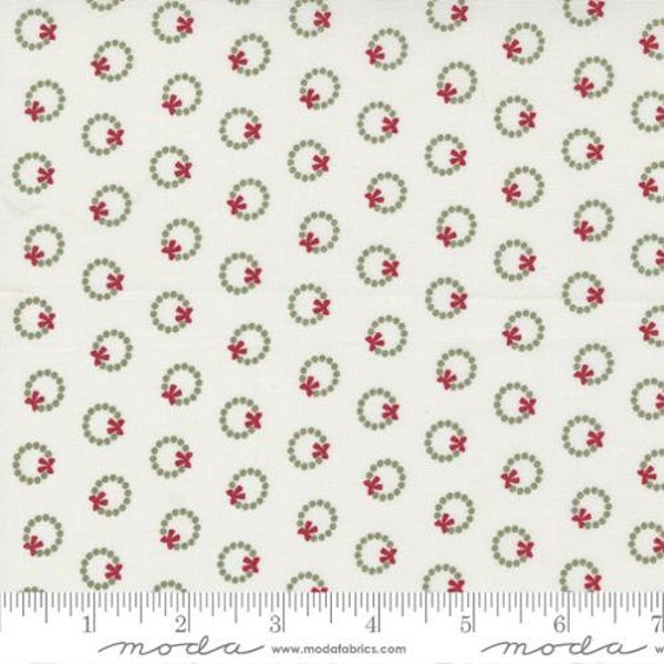 Christmas Eve-1/2 Yard Increments, Cut Continuously (5183-11 Wreath Dots Snow) by Lella Boutique for Moda