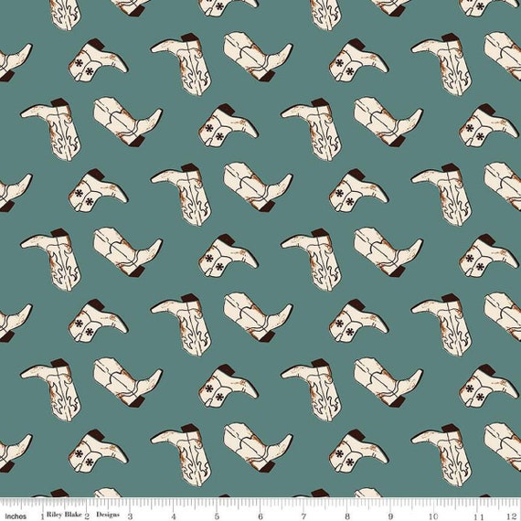 Wild Rose-1/2 Yard Increments, Cut Continuously (C14043 Boots Teal) by Riley Blake Designs