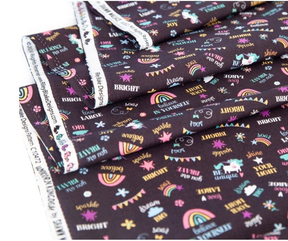 Unicorn Kingdom- Fat Quarter 9C10472 Charcoal Be You) by Shawn Wallace for Riley Blake Designs