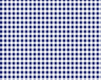Dots and Stripes - 1/2 Yard Increments, Cut Continuously (28895-N Mini Gingham Blue) by QT Fabrics